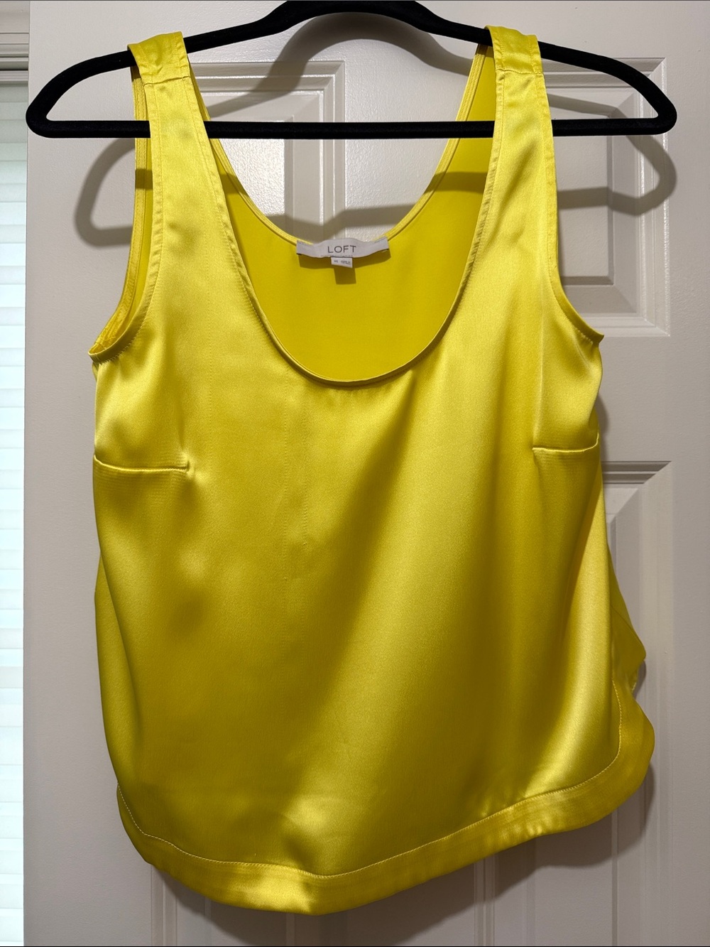 LOFT Bright Yellow Satin Scoop Neck Camisole